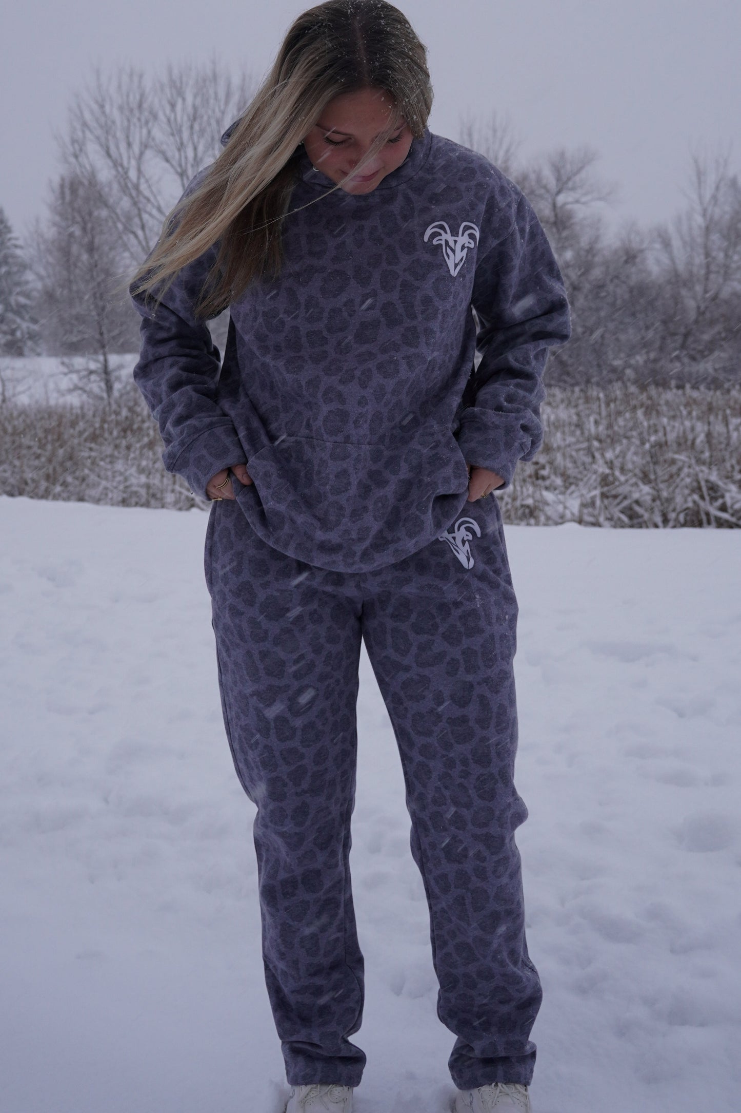 Goat Strength Dark Cheetah Joggers – White-Washed Acid Cotton with Zipper Pockets