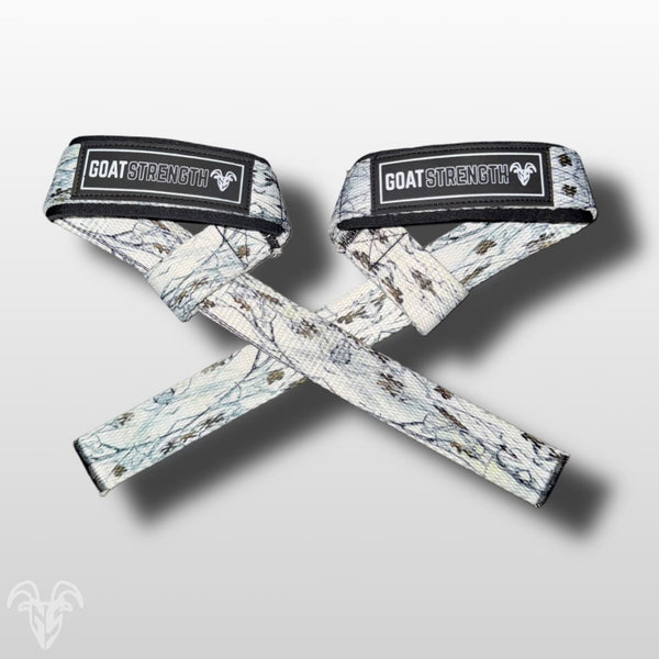 Goat Strength Final Stock – White Camo Lifting Straps (1 Pair)
