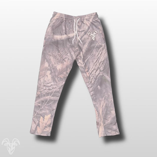 Goat Strength Vintage Camo Sweatpants With Zipper Pockets - White Washed Acid Washed Camouflage pants for Men & Women Joggers Realistic Camouflage