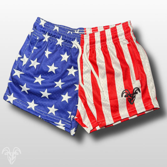 GOAT Strength YOUTH USA Flag Mesh Shorts – Zipper Pockets PLEASE REVIEW OUR SIZING CHART