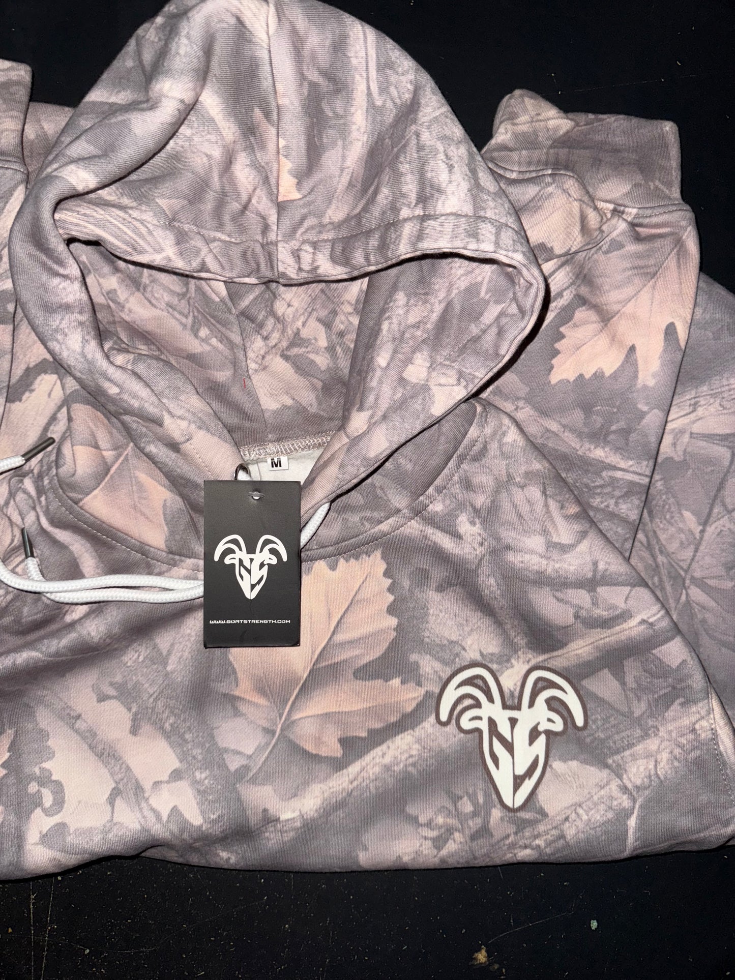 Goat Strength Vintage Camo Hoodie - White Washed Acid Washed Camouflage Sweater for Men & Women Sweaters, Realistic Camouflage