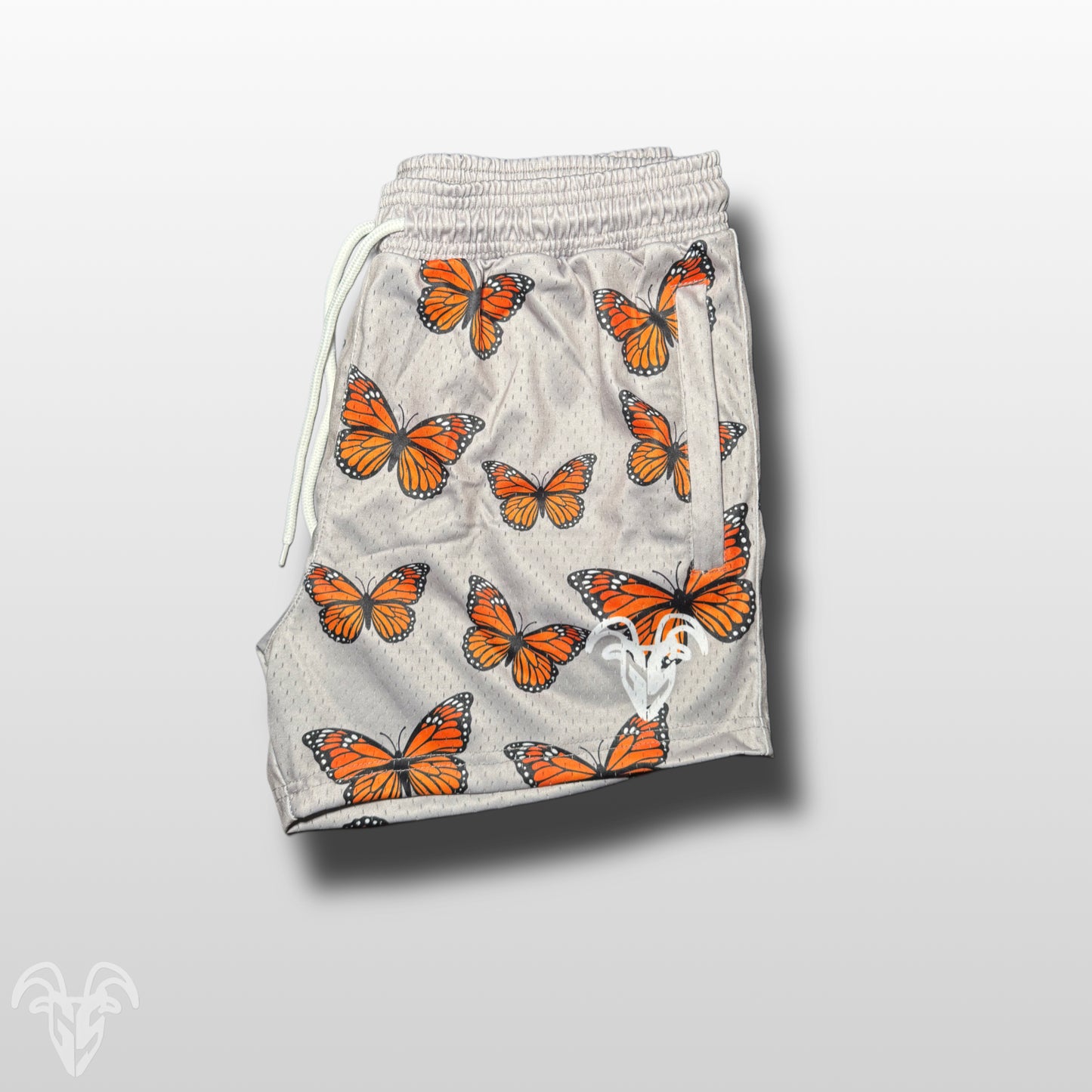 Goat Strength Monarch  Butterfly Mesh Shorts – 5” Inseam Athletic Shorts with Zipper Pockets for Gym, Pickleball, Running & Everyday Wear