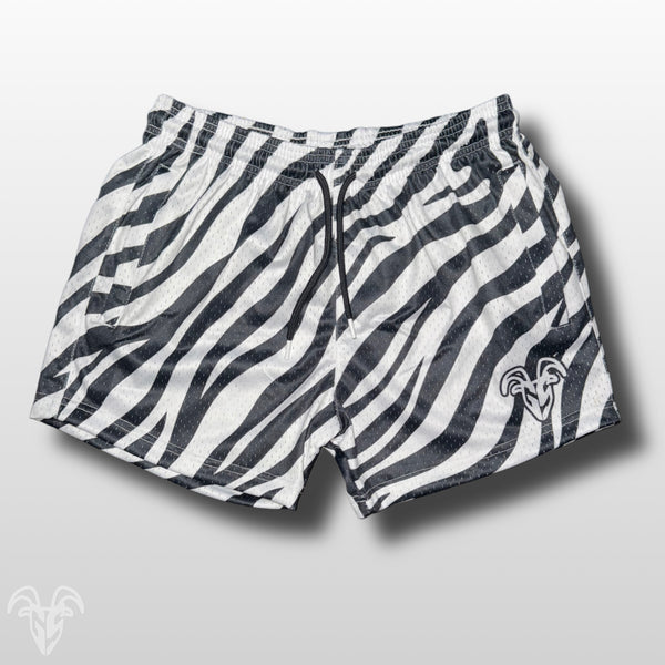 Goat Strength Final Stock – Zebra Print 5-Inch Mesh Shorts