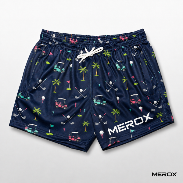 MEROX Golf 5-Inch Mesh Shorts – Unisex Golf Print with Zipper Pockets