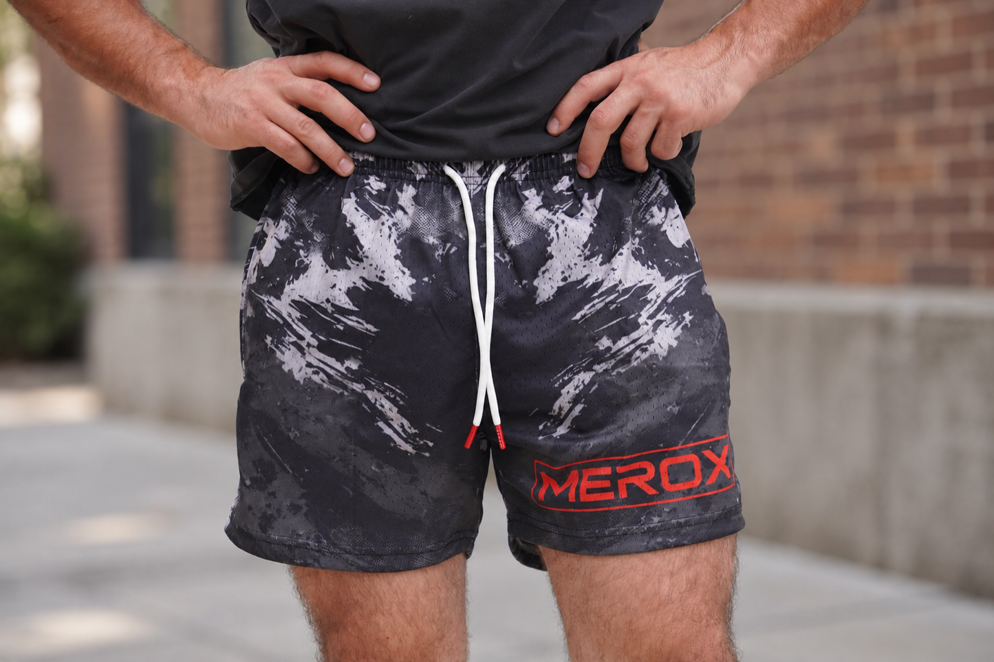 MEROX Scratch Camo 5-Inch Mesh Shorts – Unisex with Zipper Pockets