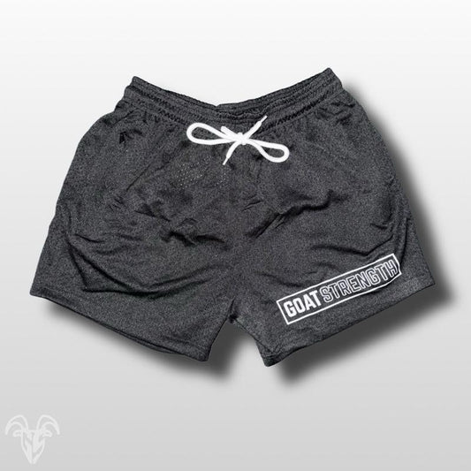 Goat Strength Black Mesh Athletic Shorts – Classic 5” Inseam with Zipper Pockets
