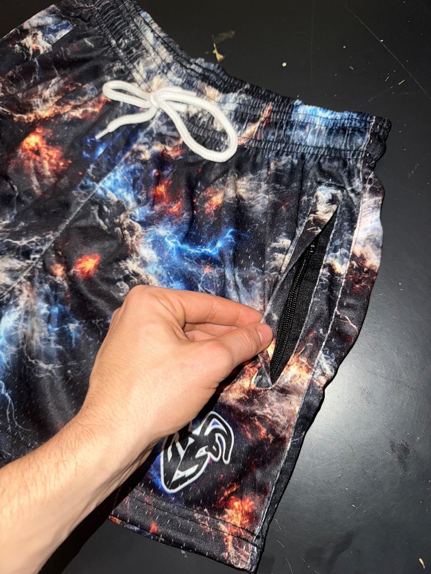 Goat Strength Galaxy Storm Cloud Shorts - 5 Inch Inseam, Breathable Elastic Workout Gym Shorts - Zipper Pockets outfits workoutfit