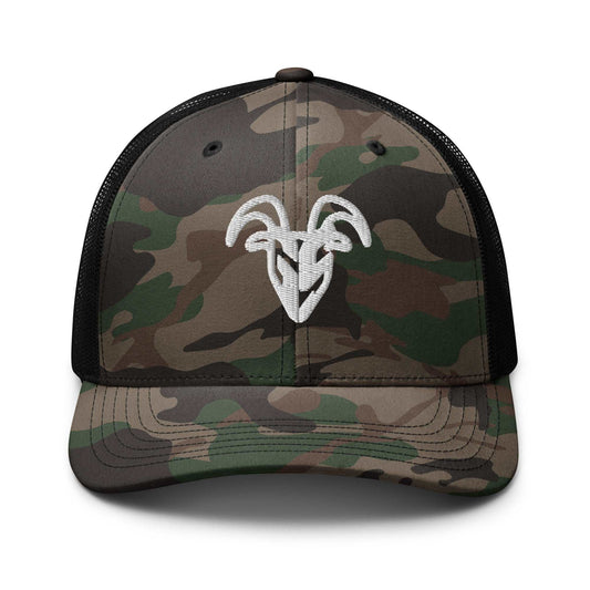 Embroidered Goat Strength Camouflage trucker hat