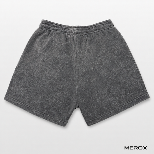 MEROX Black Acid Wash cotton 5-inch shorts back view