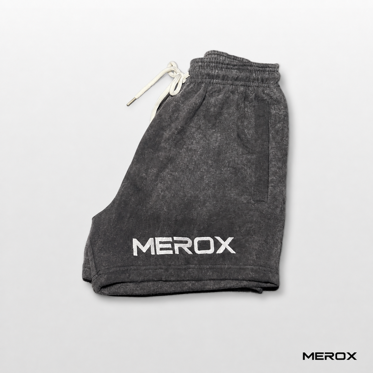MEROX Black Acid Wash cotton shorts side view