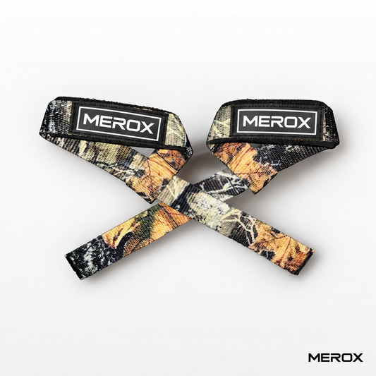 MEROX woodland camo lifting straps crossed pair