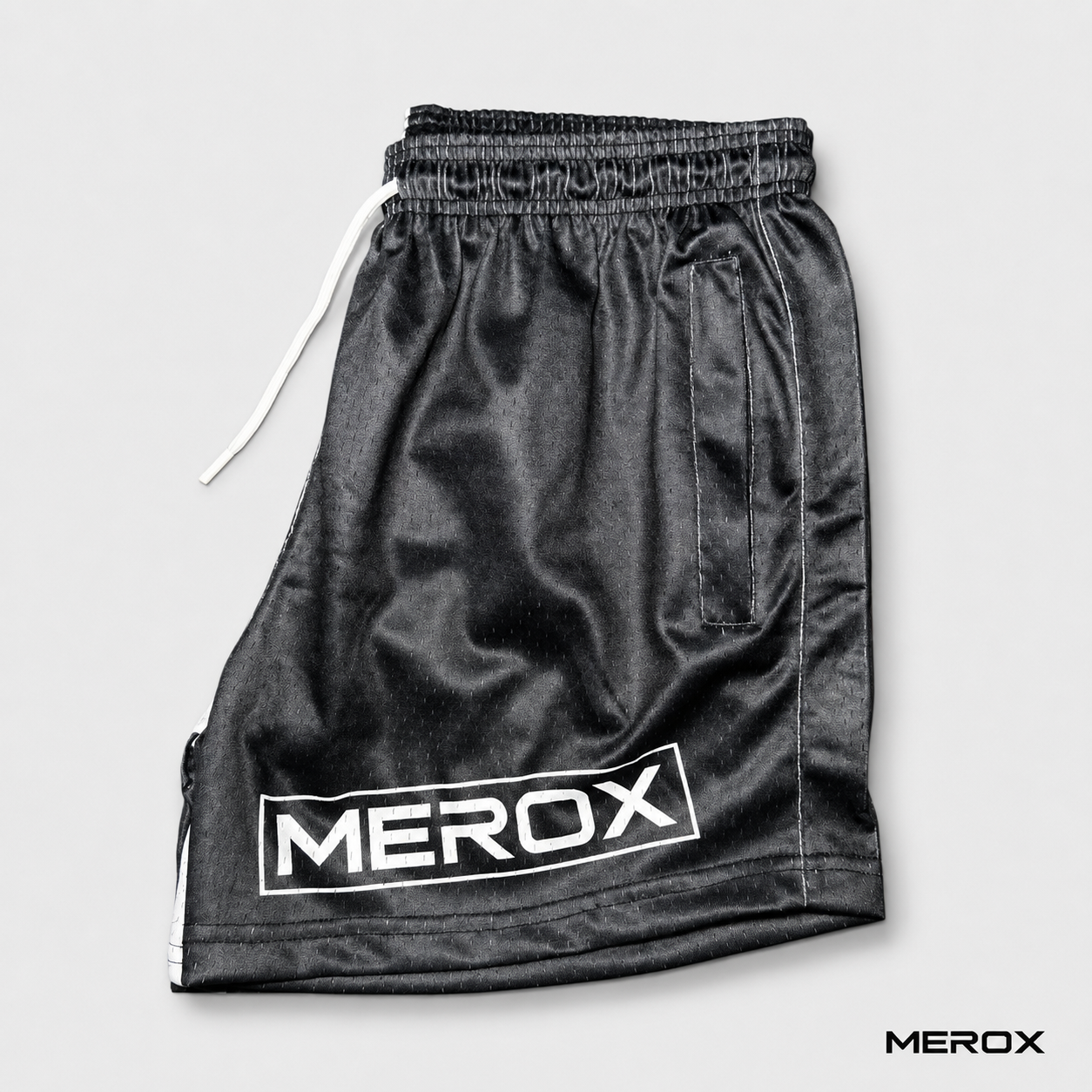 MEROX black and white checkered mesh shorts side view