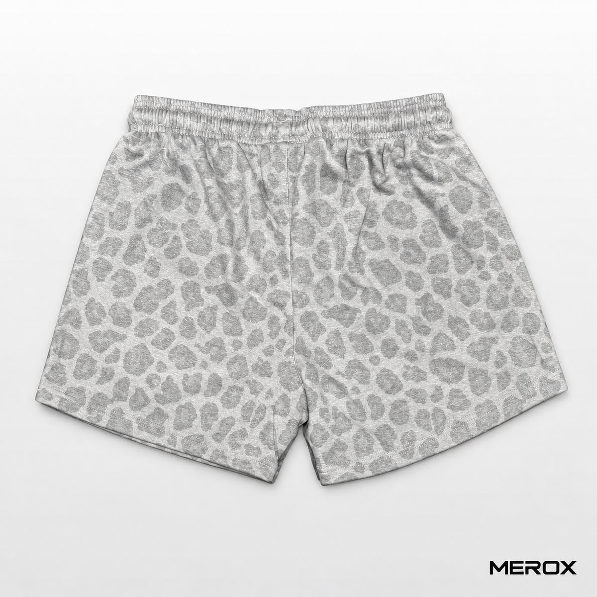 MEROX cotton gray cheetah leopard print shorts back view