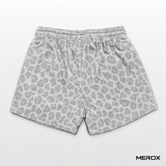 MEROX cotton gray cheetah leopard print shorts back view