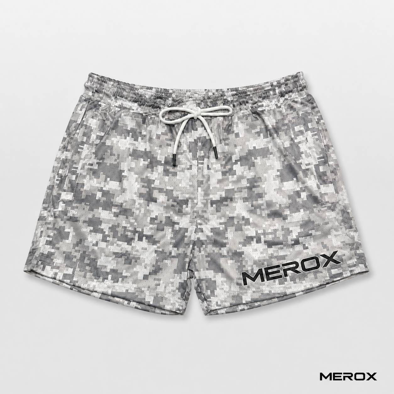 MEROX Digital Camo 5-inch mesh shorts front view