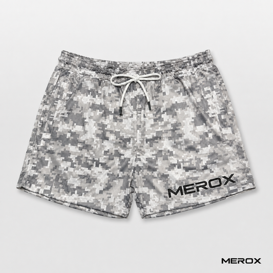 MEROX Digital Camo 5-inch mesh shorts front view