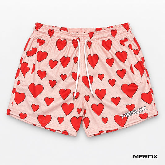 MEROX Valentine Hearts mesh shorts front view