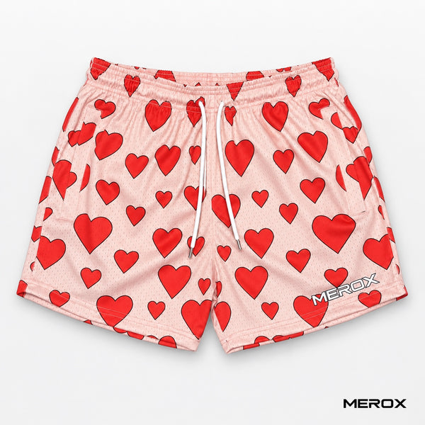 MEROX Valentine Hearts mesh shorts front view