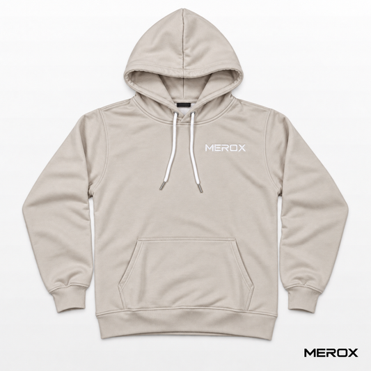 MEROX khaki embroidered hoodie front view