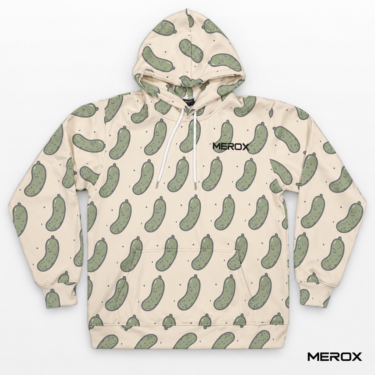 MEROX pickle pattern embroidered hoodie front view