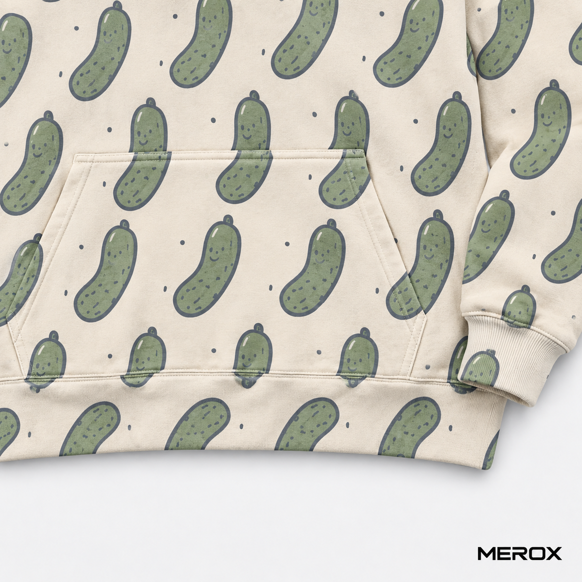 MEROX pickle hoodie kangaroo pocket and ribbed cuff detail