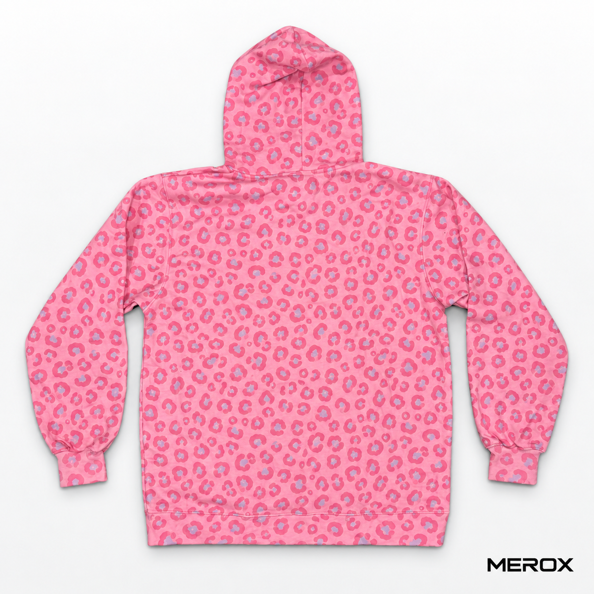 MEROX pink leopard cheetah print hoodie back view