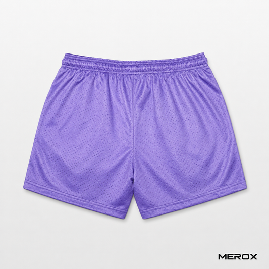 MEROX purple 5-inch mesh shorts back view