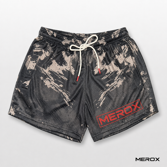 MEROX Scratch Camo 5-inch mesh shorts front view