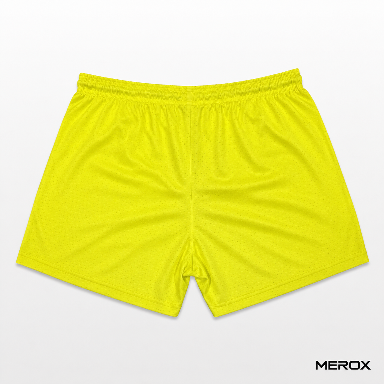 MEROX solid yellow 5-inch mesh shorts back view