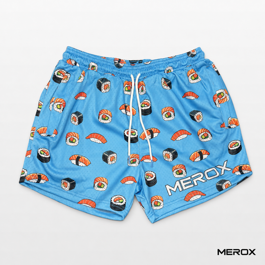 MEROX Sushi 5-inch mesh shorts front view