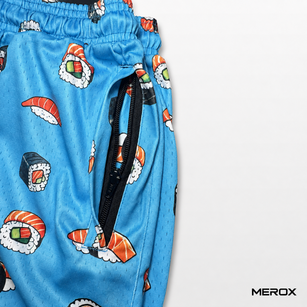 MEROX Sushi mesh shorts zipper pocket detail
