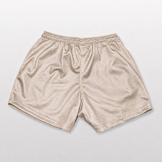 MEROX Tan 5-inch mesh shorts back view