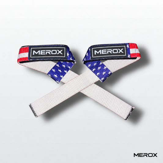 MEROX USA flag lifting straps crossed pair