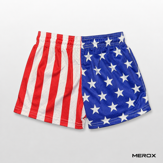 MEROX Youth USA Flag Mesh Shorts back view