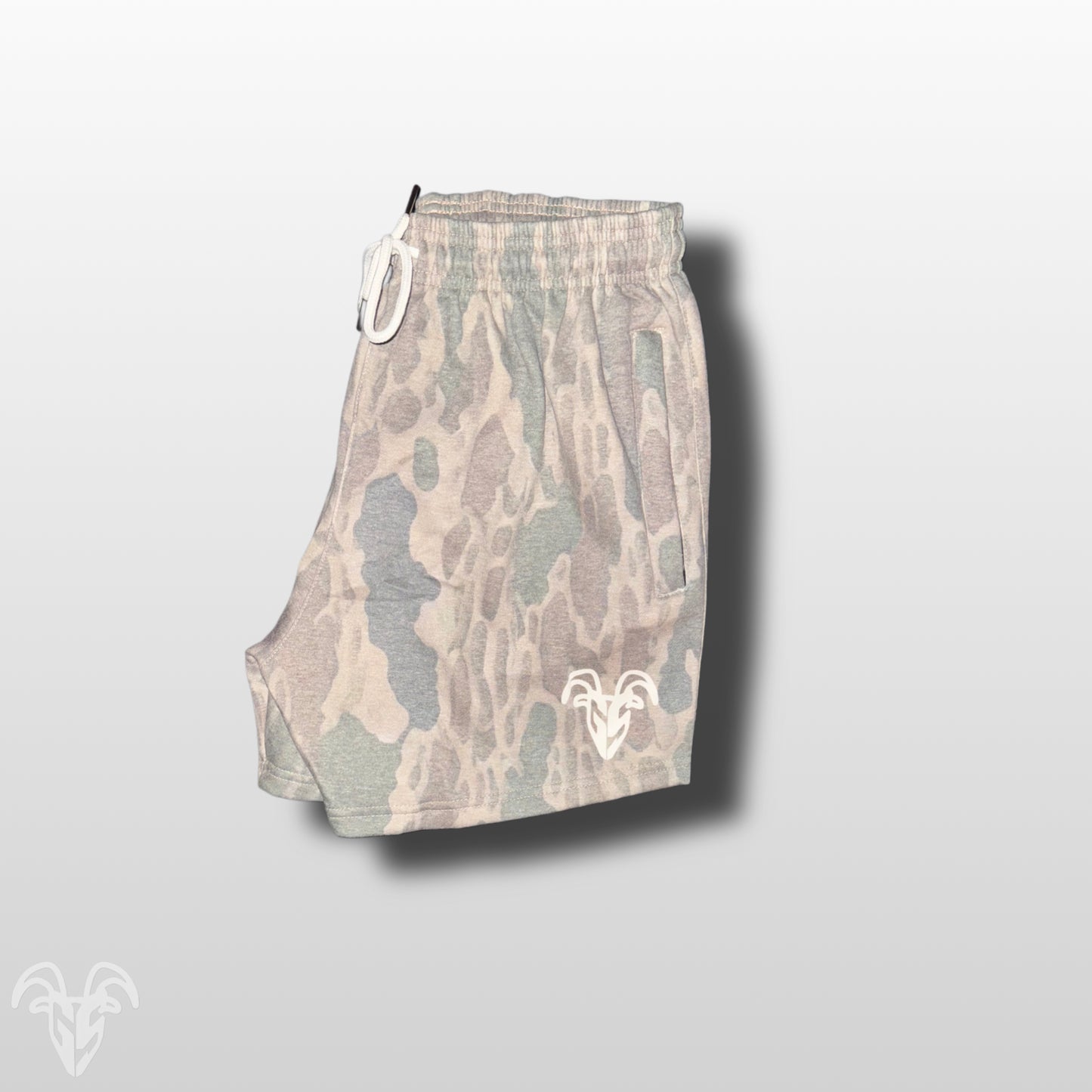 5-Inch Inseam Bottomland Camo Cotton Gym Shorts with Zipper Pockets - Bottomland Camo Design for Active Wear