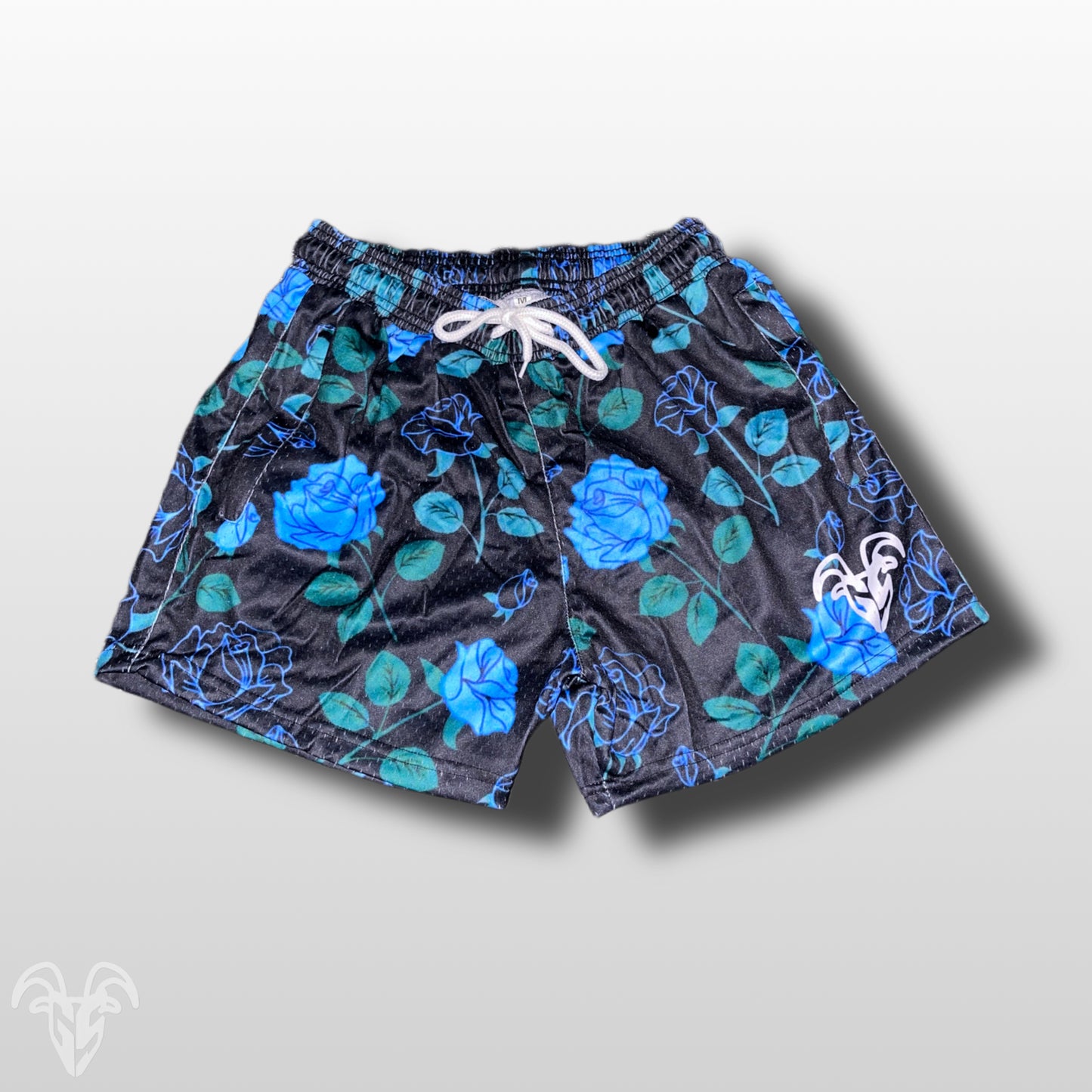 5-Inch Inseam Gym Shorts with Zipper Pockets - Stylish Blue Floral Design for Active Wear