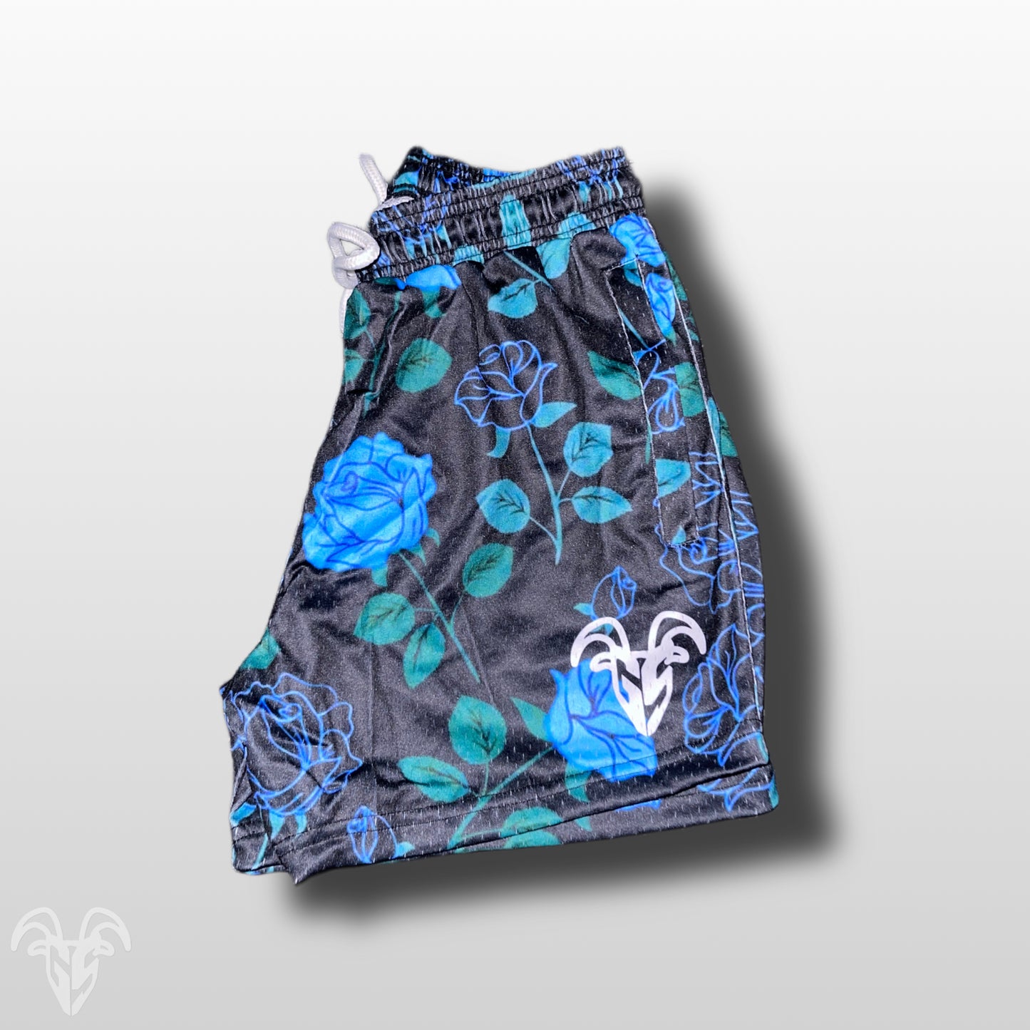 5-Inch Inseam Gym Shorts with Zipper Pockets - Stylish Blue Floral Design for Active Wear