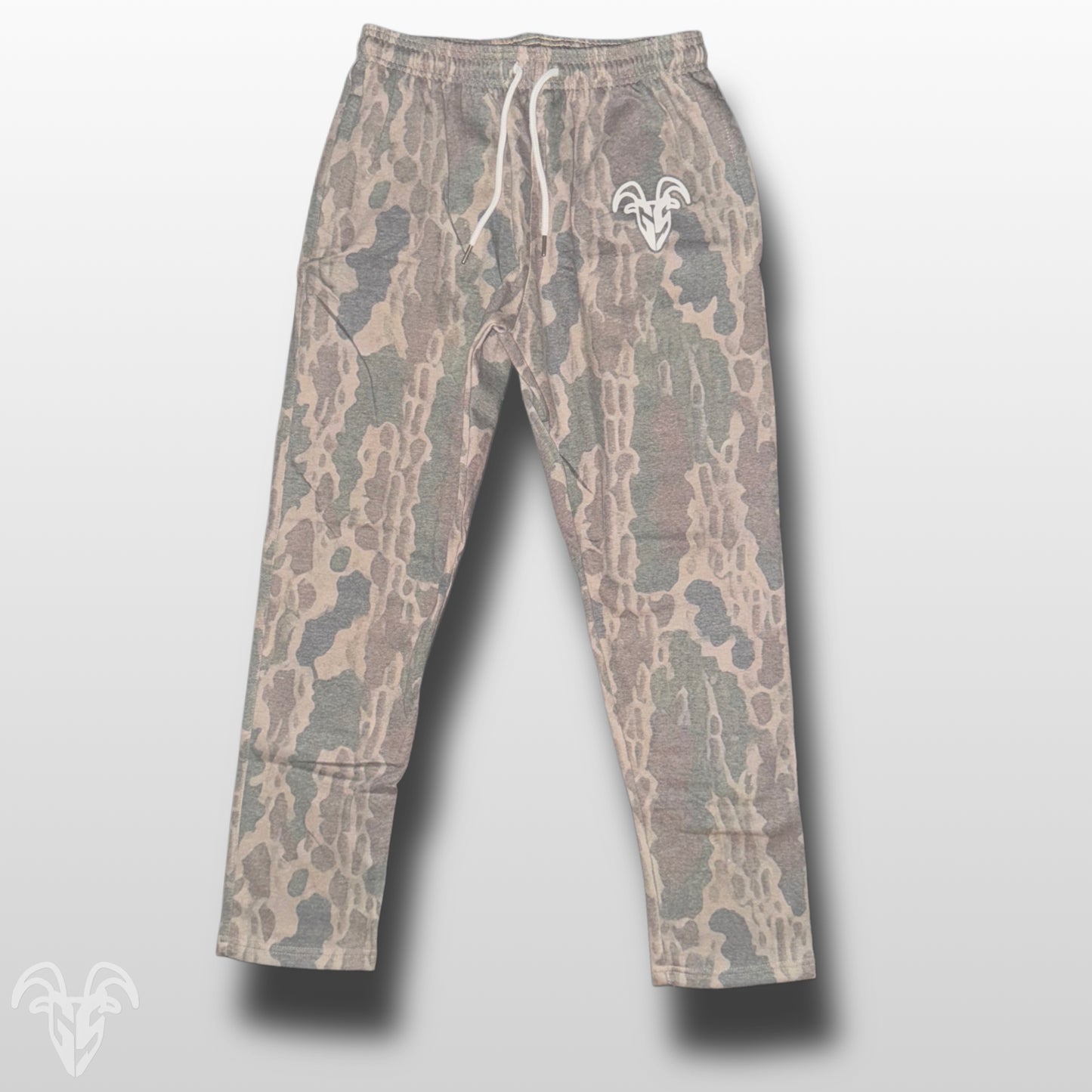 Goat Strength Bottomland Camo White Washed Sweatpants with Zipper Pockets - Bottomland Camouflage with White Washed overlay for Men & Women sweats, Realistic Camouflage