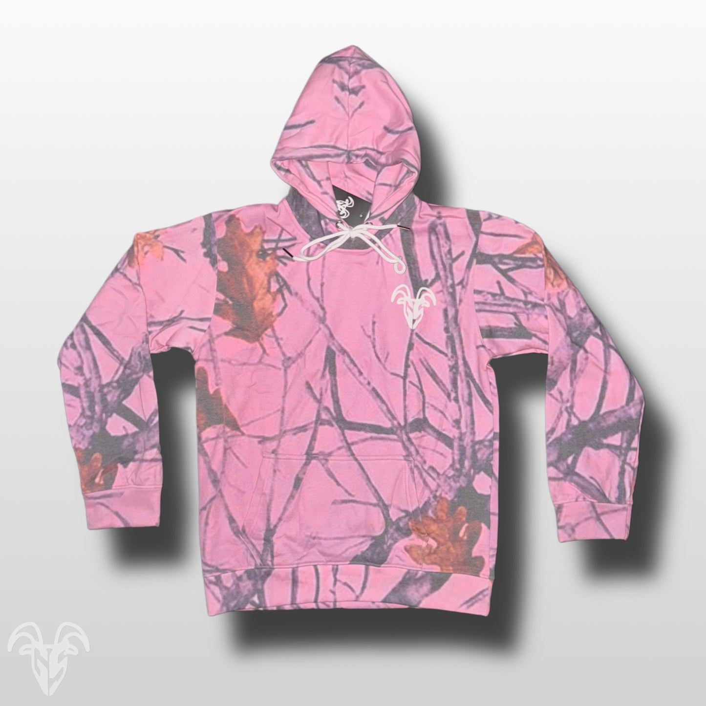 Goat Strength Pink Camo Hoodie - White Washed Acid Washed Camouflage Sweater for Men & Women Sweaters, Realistic Camouflage Cotton Blend