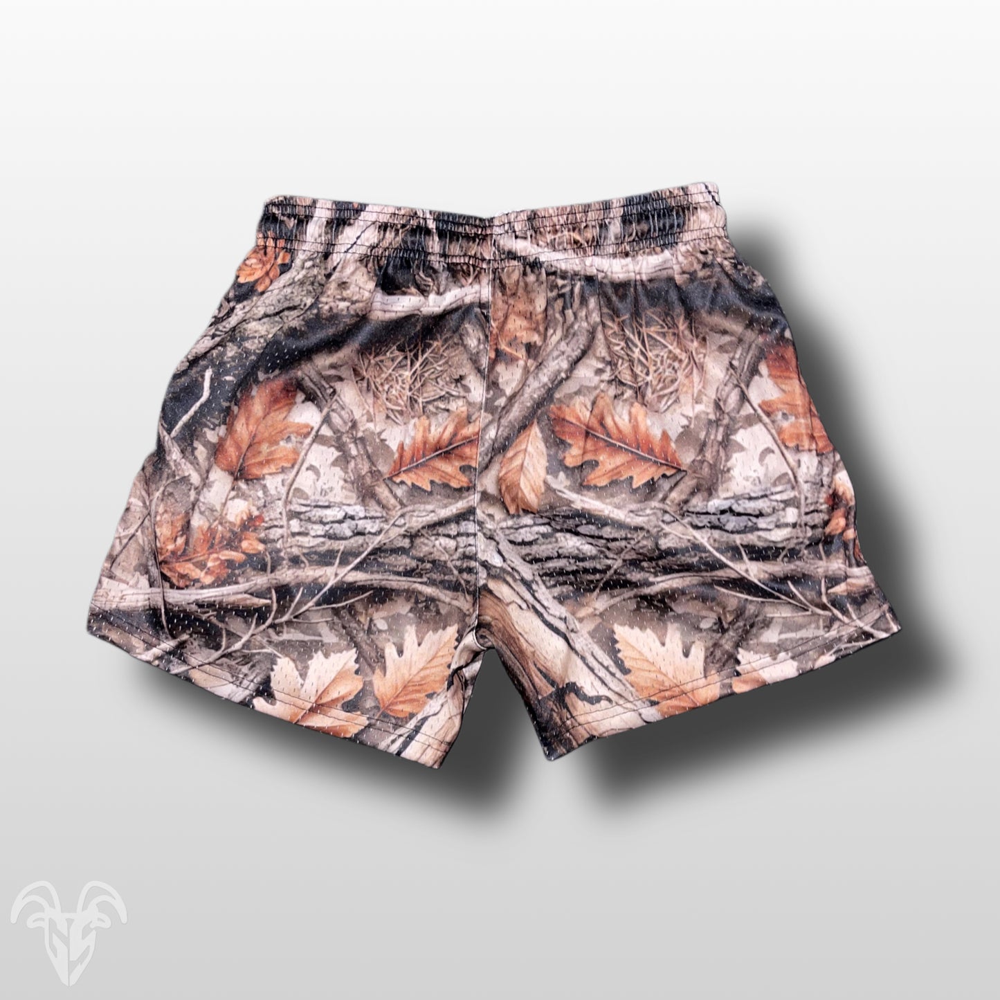 Hunter Camo Goat Strength Mesh Gym Shorts - 5 inch inseam shorts- Zipper Pockets