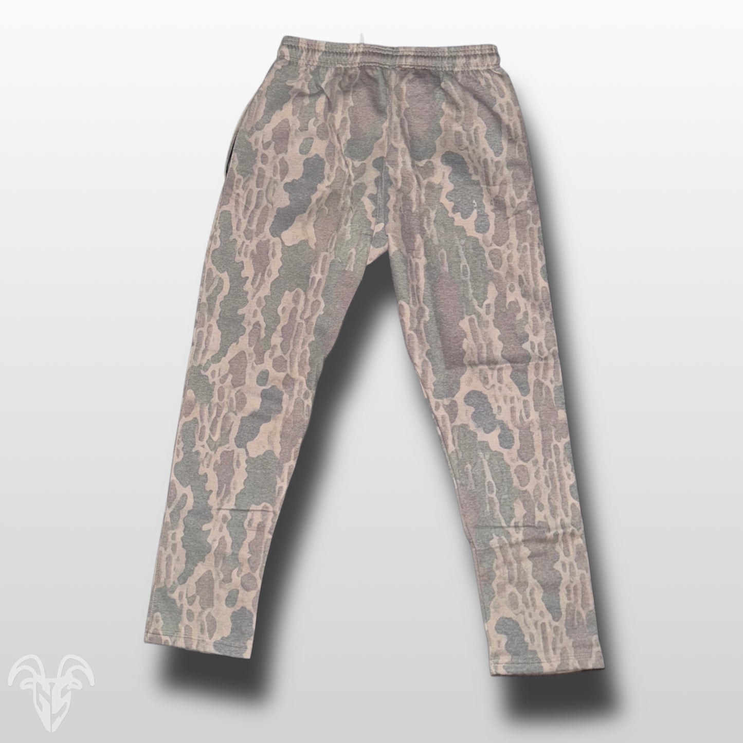 Goat Strength Bottomland Camo White Washed Sweatpants with Zipper Pockets - Bottomland Camouflage with White Washed overlay for Men & Women sweats, Realistic Camouflage