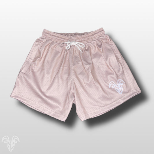 Tan / Beige 5 Inch Mesh Shorts - Gym Shorts With Zippers