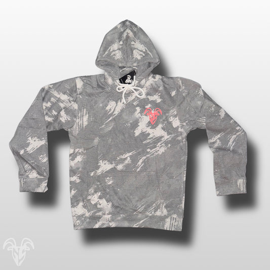 Goat Strength Black Scratch Camo Hoodie - White Washed Acid Washed Camouflage Sweater for Men & Women Sweaters, Realistic Camouflage Cotton Blend