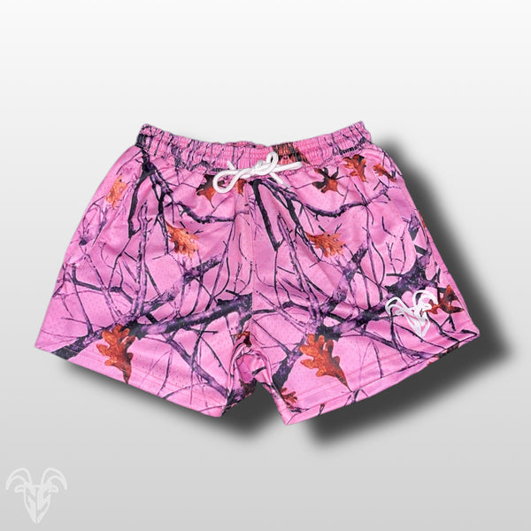 Goat Strength Final Stock – Pink Camo 5-Inch Mesh Shorts