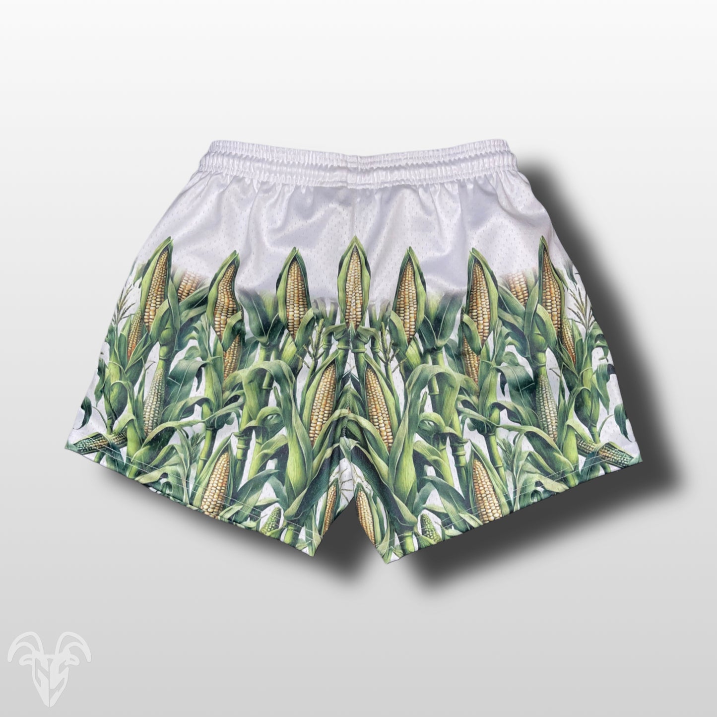 Corn Stalk Themed Mesh Gym Shorts - 5 inch inseam shorts with Zipper Shorts