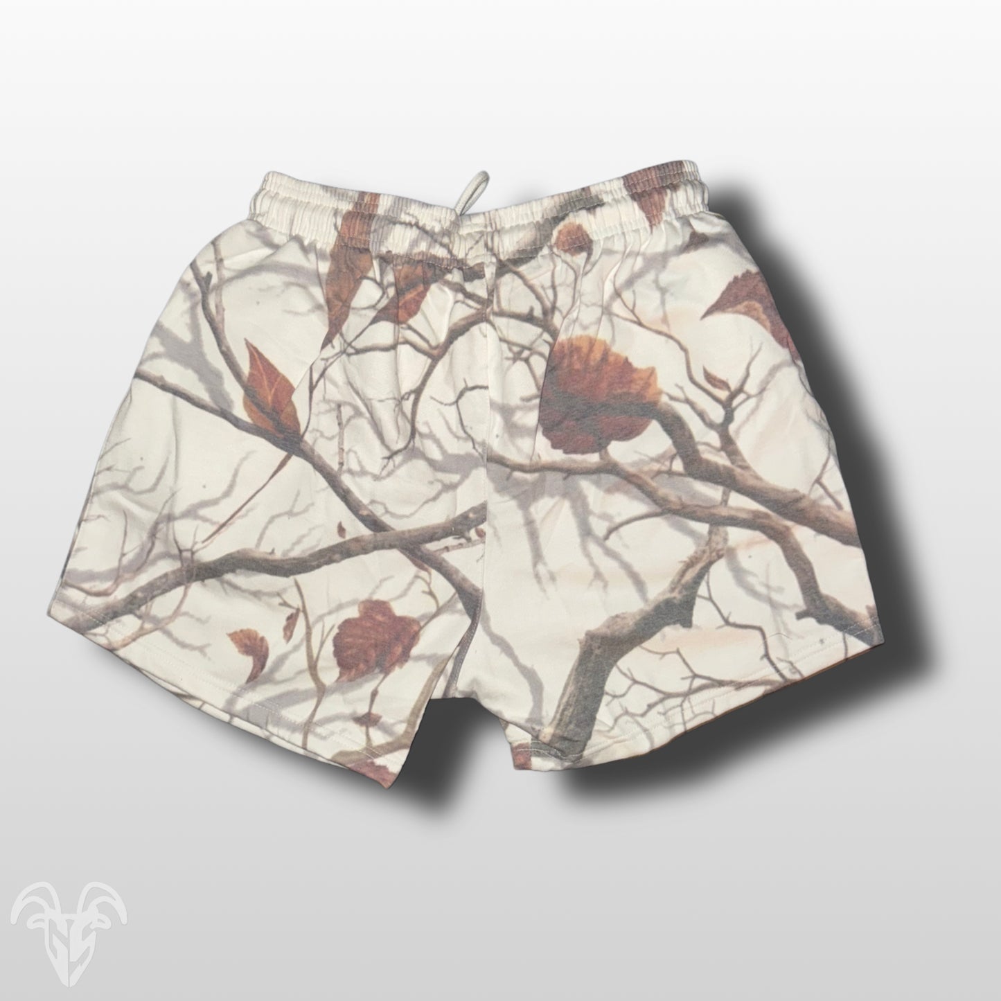 5-Inch Inseam White Camo Cotton Gym Shorts with Zipper Pockets - White Camo Design for Active Wear