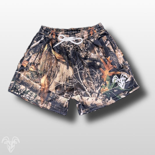 Realistic Camo Design  5-Inch Inseam Gym Shorts with Zipper Pockets Ultimate Active Wear