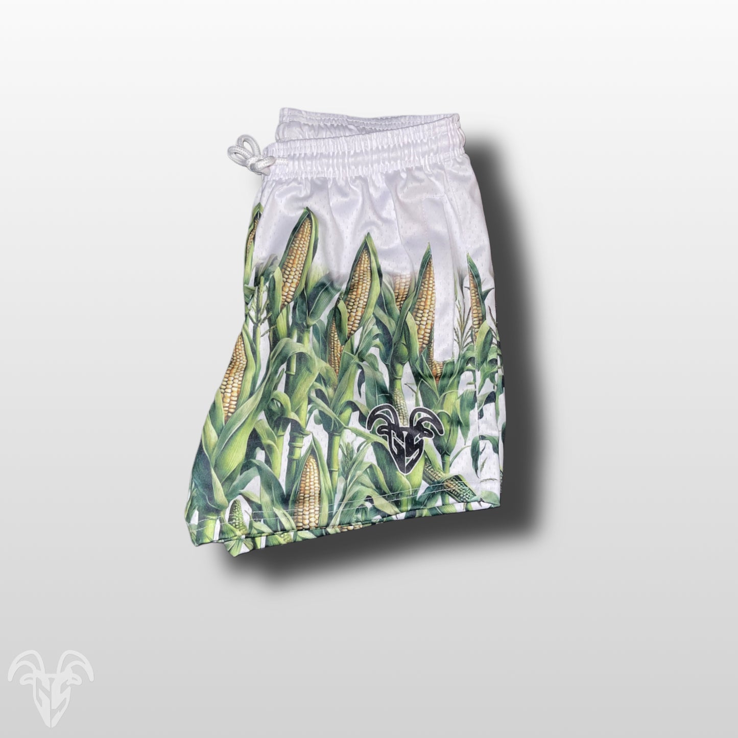 Corn Stalk Themed Mesh Gym Shorts - 5 inch inseam shorts with Zipper Shorts